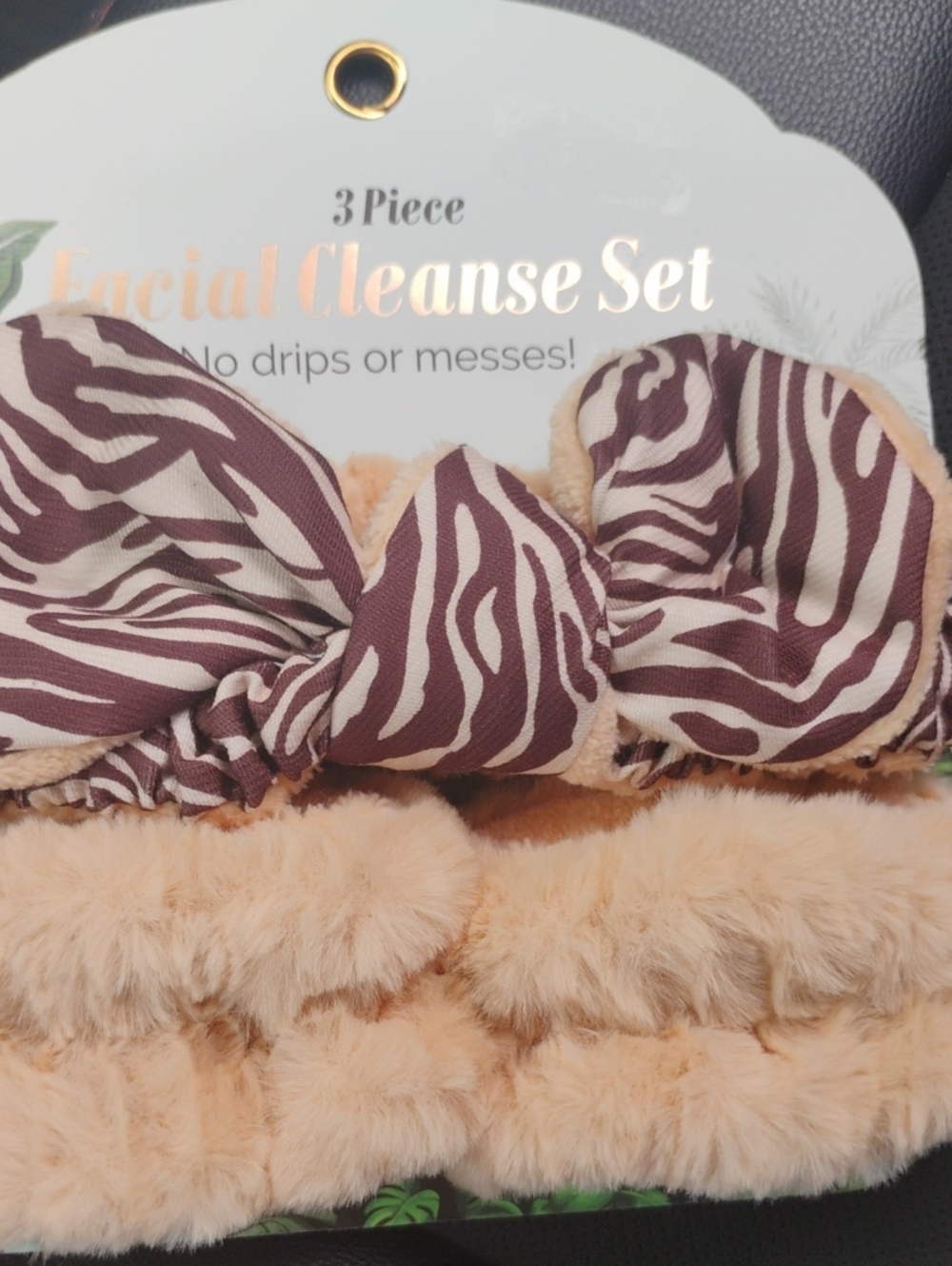 Facial Cleanse Set - Beige & Brown Zebra Headband